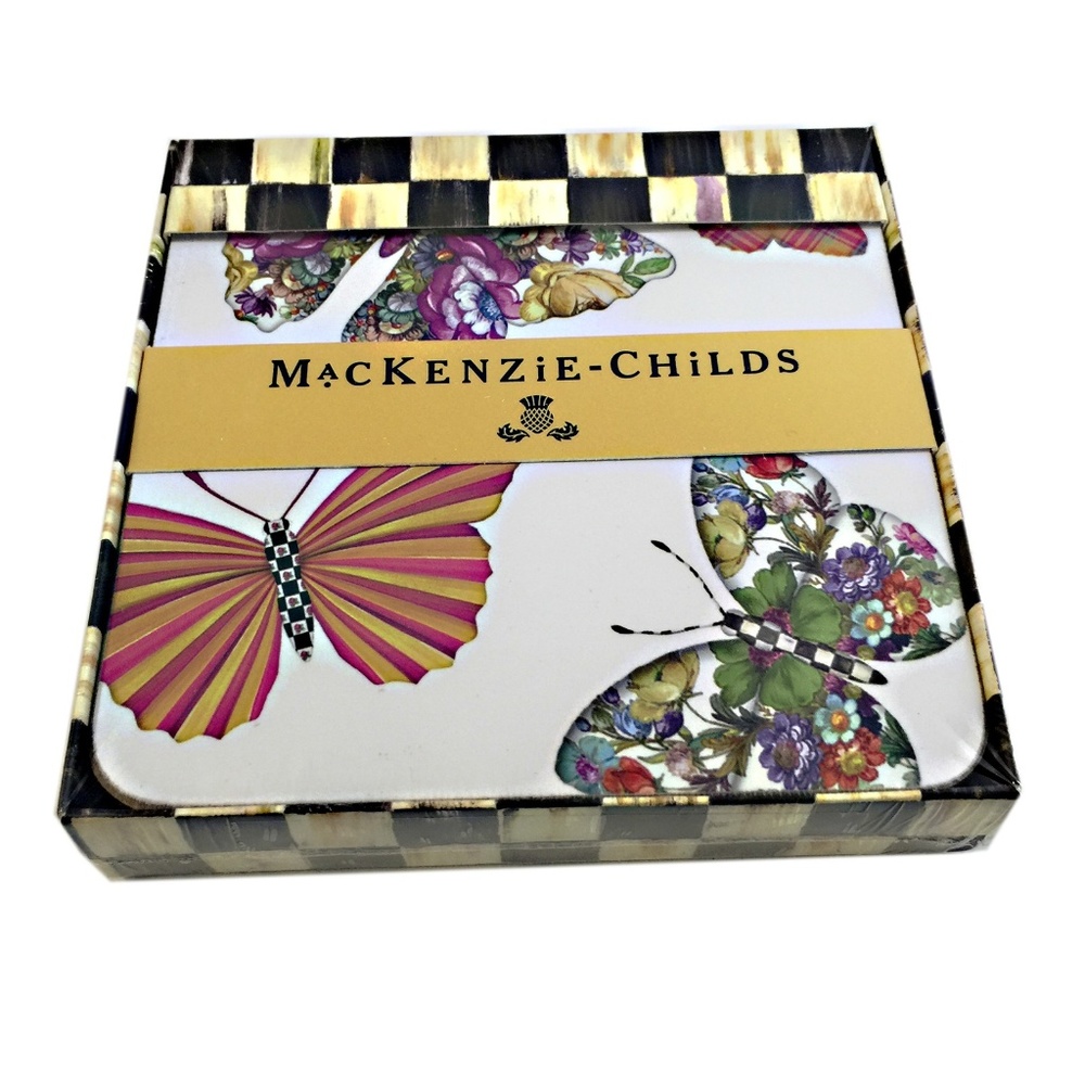 mackenzie Childs Butterfly Coasters NEW